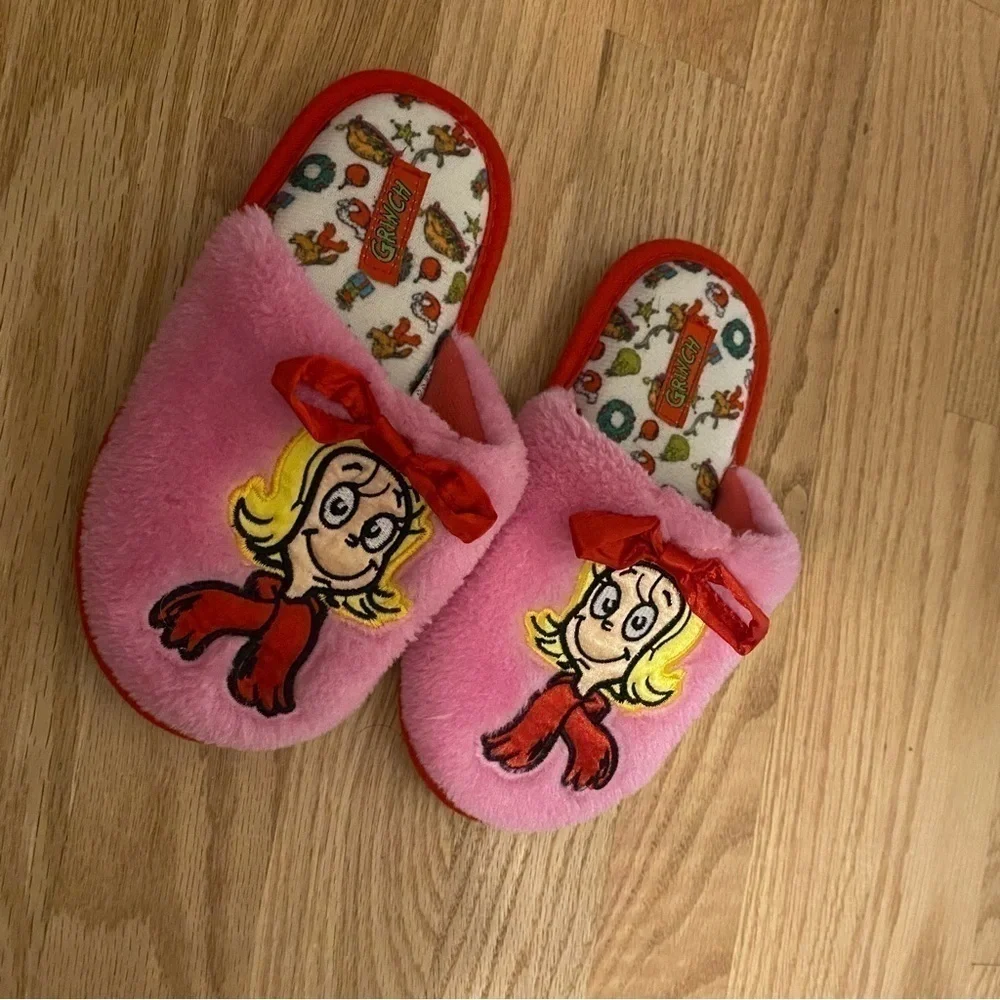 Cindy Lou Who Slippers Pink Sz 9 10 Girls Kids Dr. Seuss